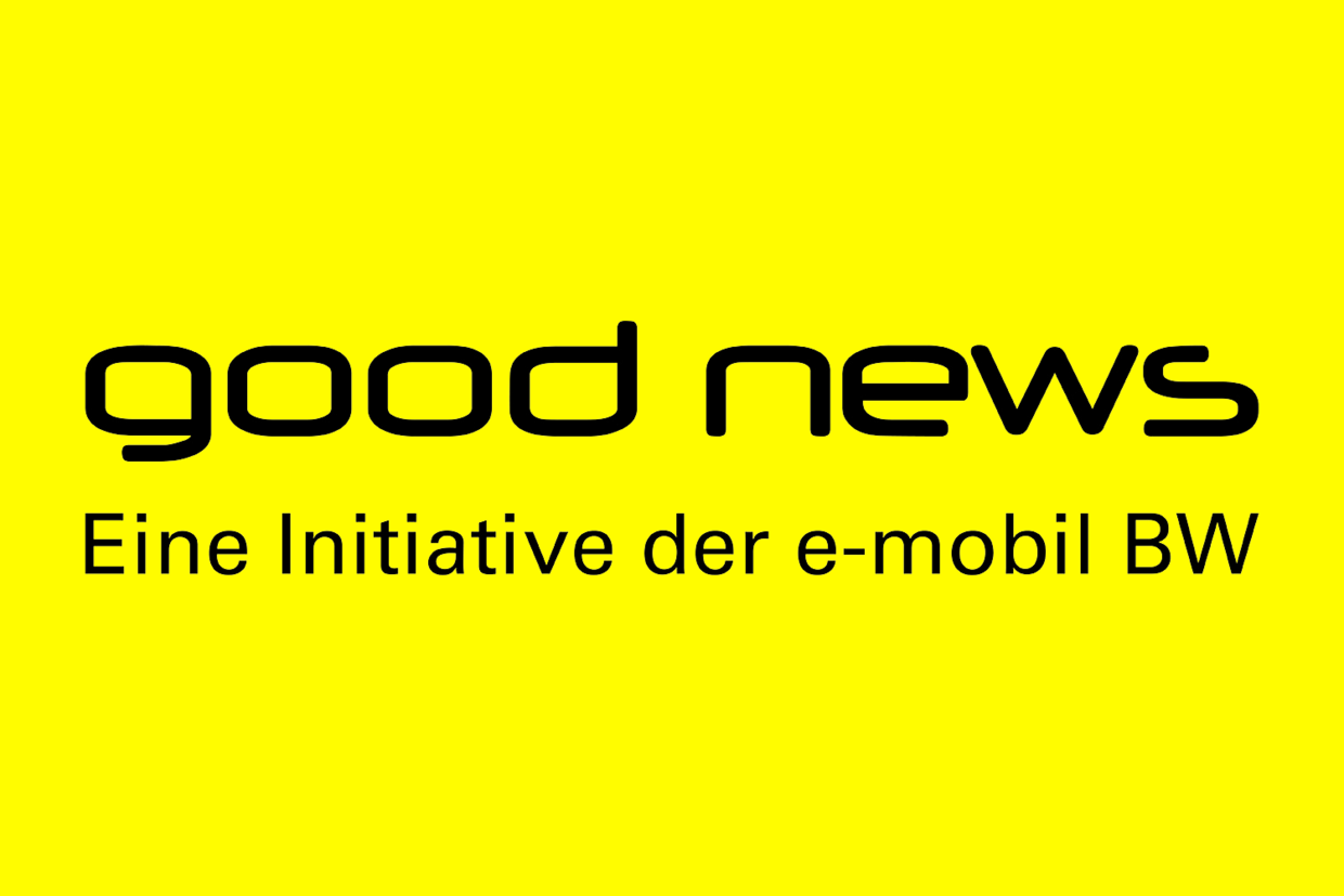 Schriftzug Good News - Eine Intiative der e-mobil BW